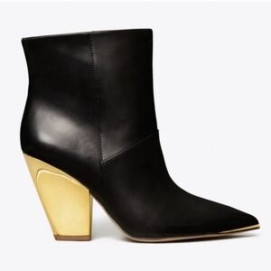 Tory Burch Black and Gold Heeled Boots
